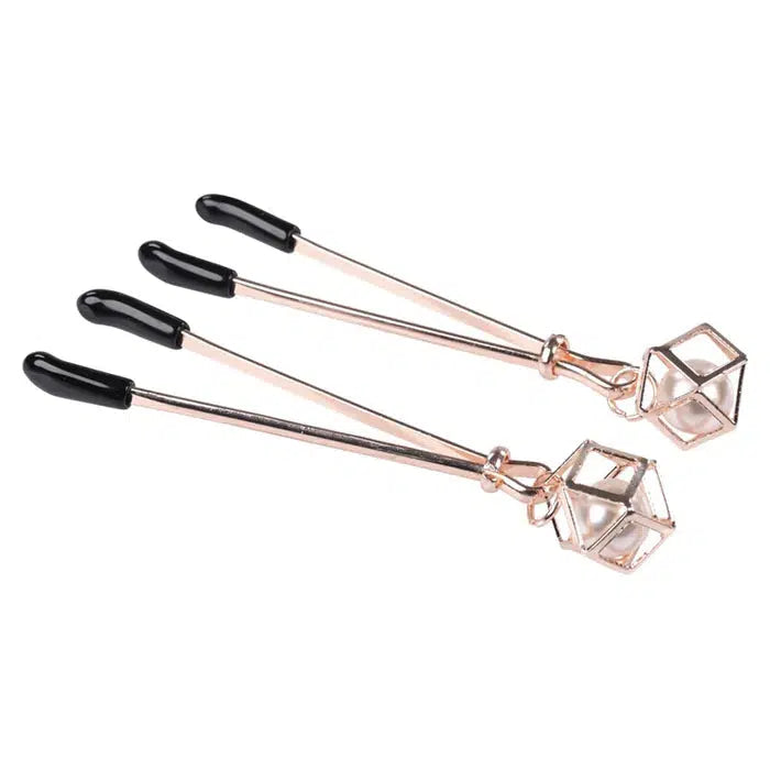 Sex & Mischief Brat Pearl Nipple Clips - Rose Gold - $35.00 - - Naked Curve