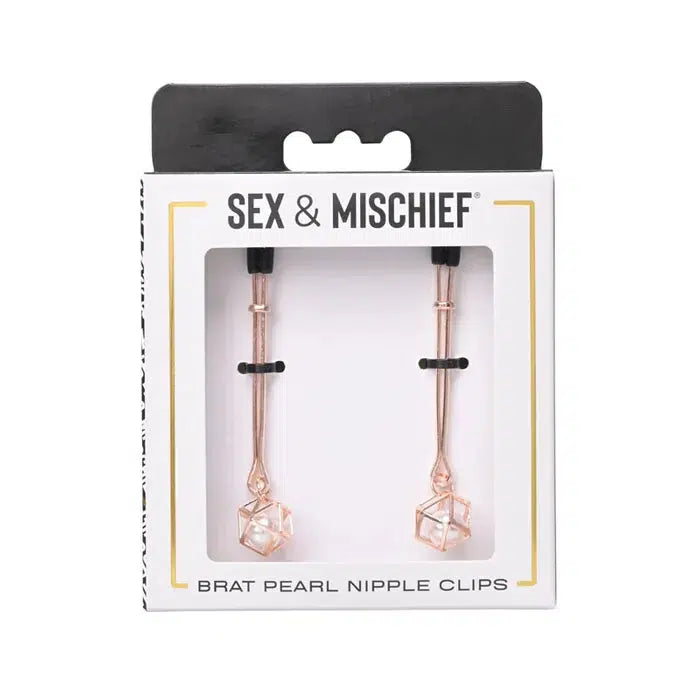Sex & Mischief Brat Pearl Nipple Clips - Rose Gold - $35.00 - - Naked Curve