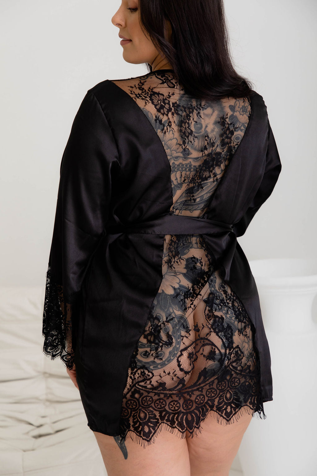 Sofia Black Satin Robe