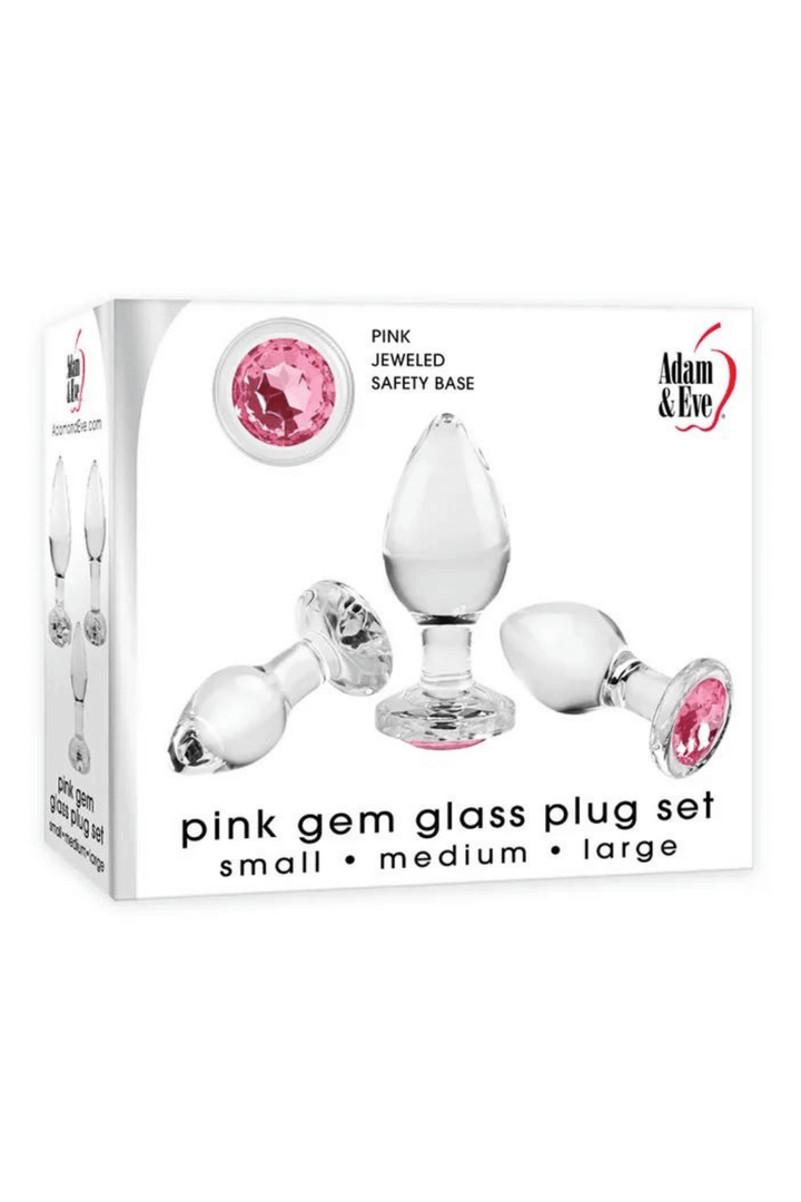 Adam & Eve PINK GEM GLASS PLUG SET - Butt Plugs - $135.00 - Sex Toy - Naked Curve