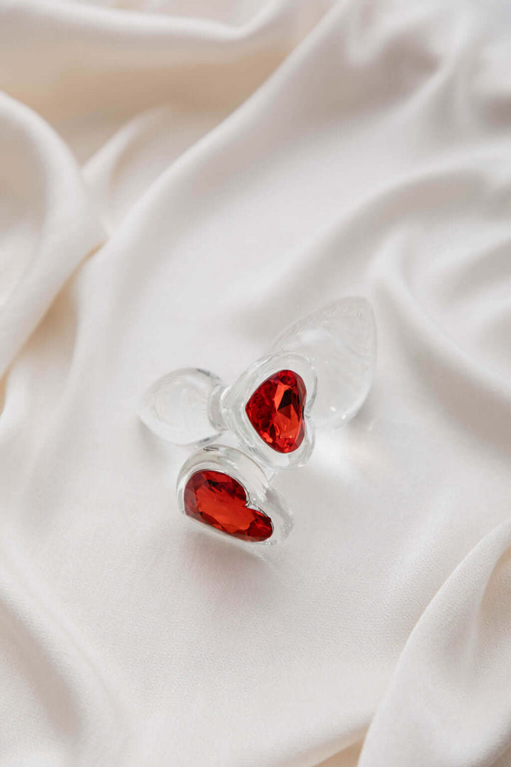 Adam & Eve RED HEART GEM GLASS PLUG - $42.00 - Sex Toy - Naked Curve