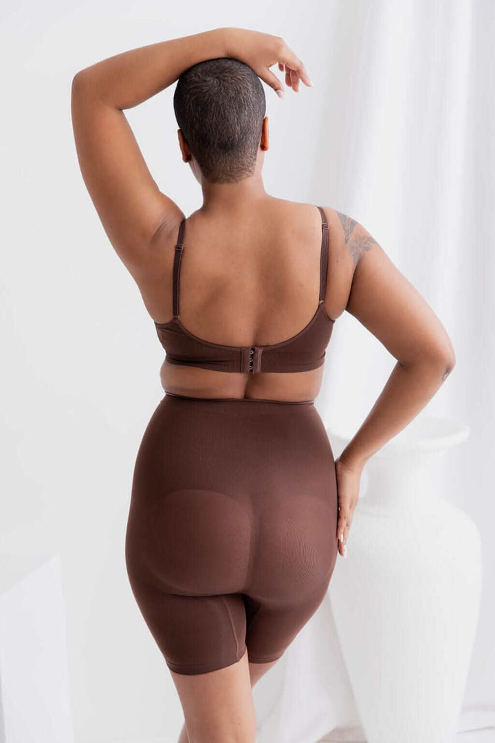 Anti Chaffe Shaping Shorts Brown - $16.00 - Bodysuit - Naked Curve
