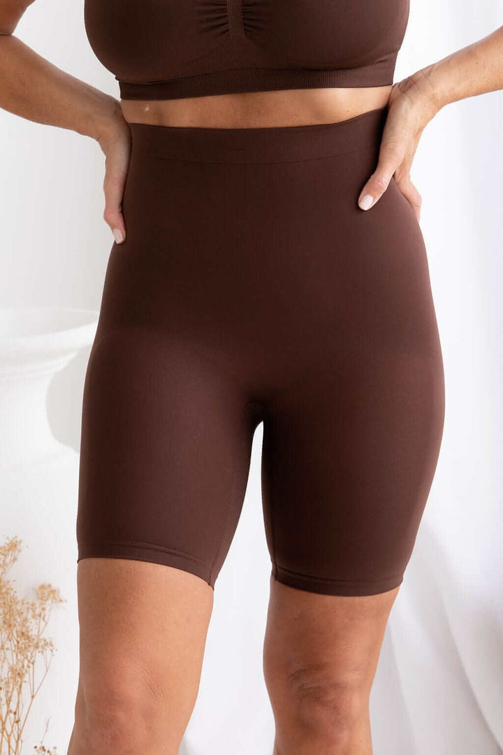 Anti Chaffe Shaping Shorts Brown - $16.00 - Bodysuit - Naked Curve