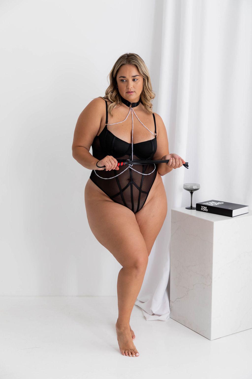 Eva Black Sheer Bodysuit - $68.00 - Bodysuit - Naked Curve
