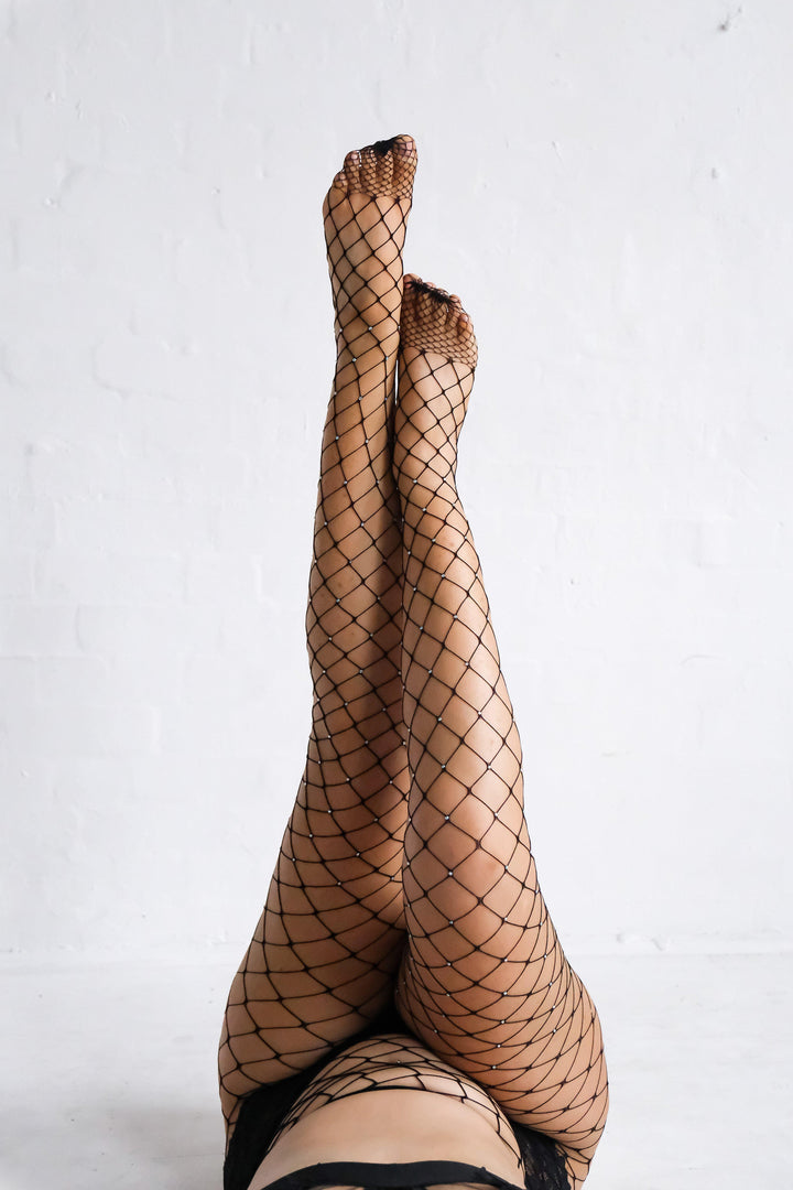 Glam Diamante Fishnet Stockings - $28.00 - Hosiery - Naked Curve