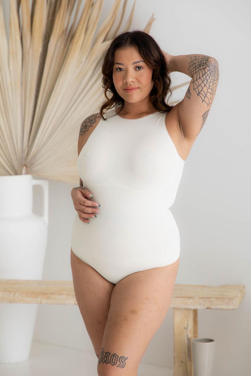 High Neck Bodysuit Cream - $28.00 - Bodysuit - Naked Curve