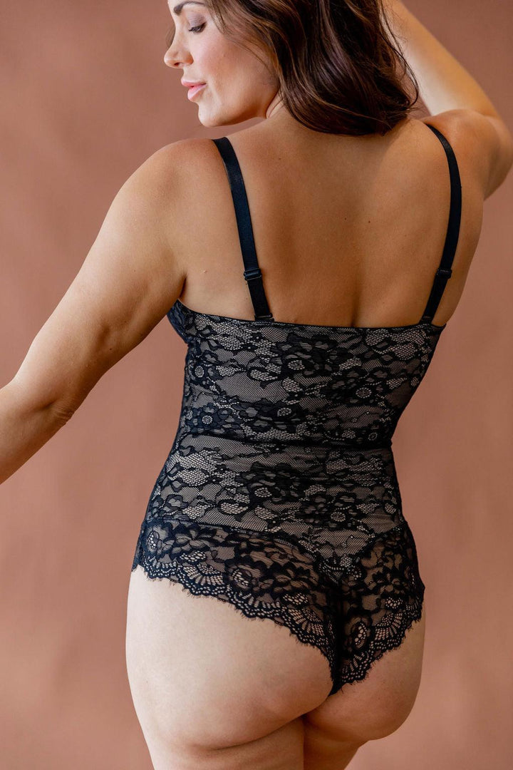 Lace Overlay Shaper Black - $78.00 - Bodysuit - Naked Curve