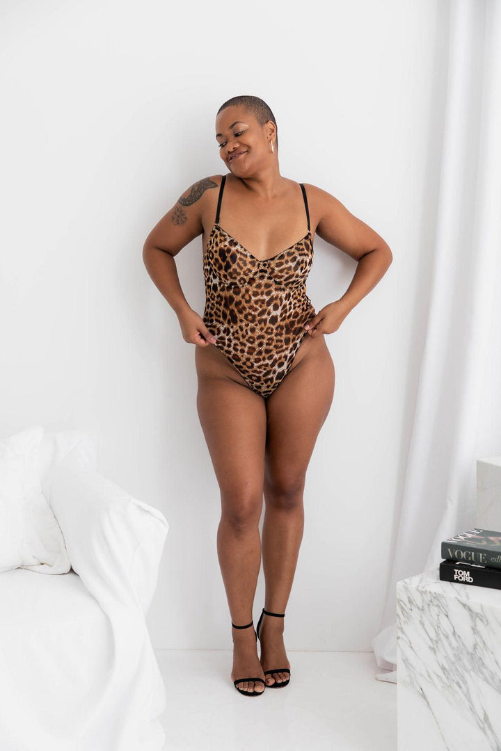 Lila Jaguar Print Bodysuit - $66.00 - Bodysuit - Naked Curve