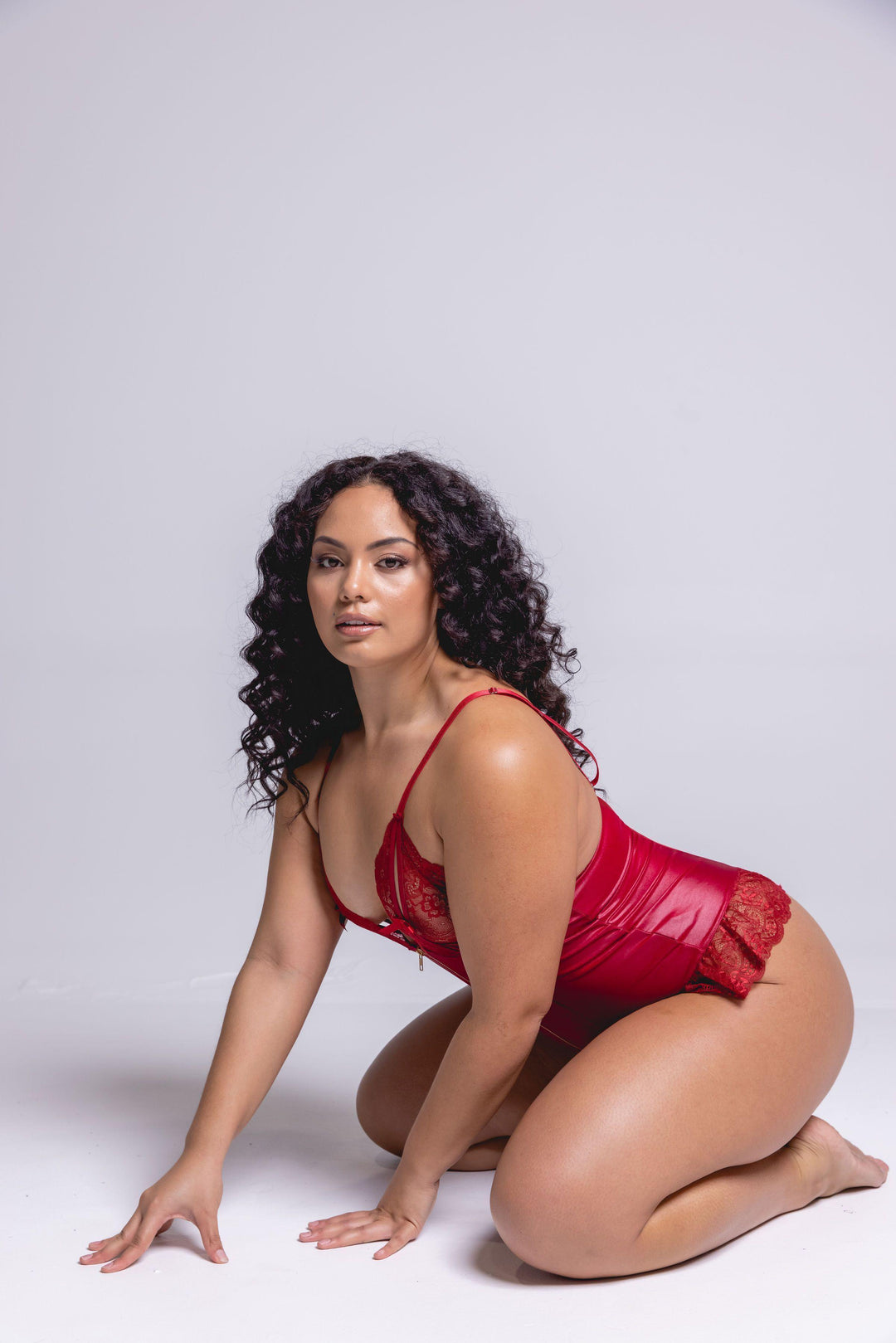 Madame Teese Red Vegan Leather Teddy - $68.00 - Bodysuit - Naked Curve