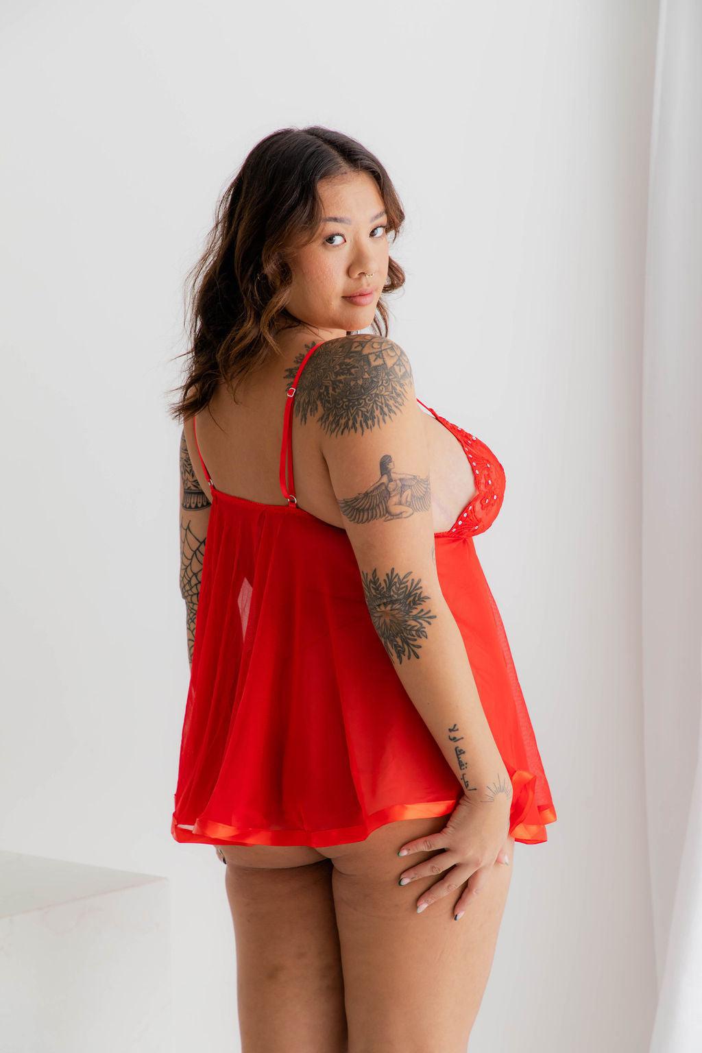 Maple Red Babydoll - $40.00 - Babydoll - Naked Curve