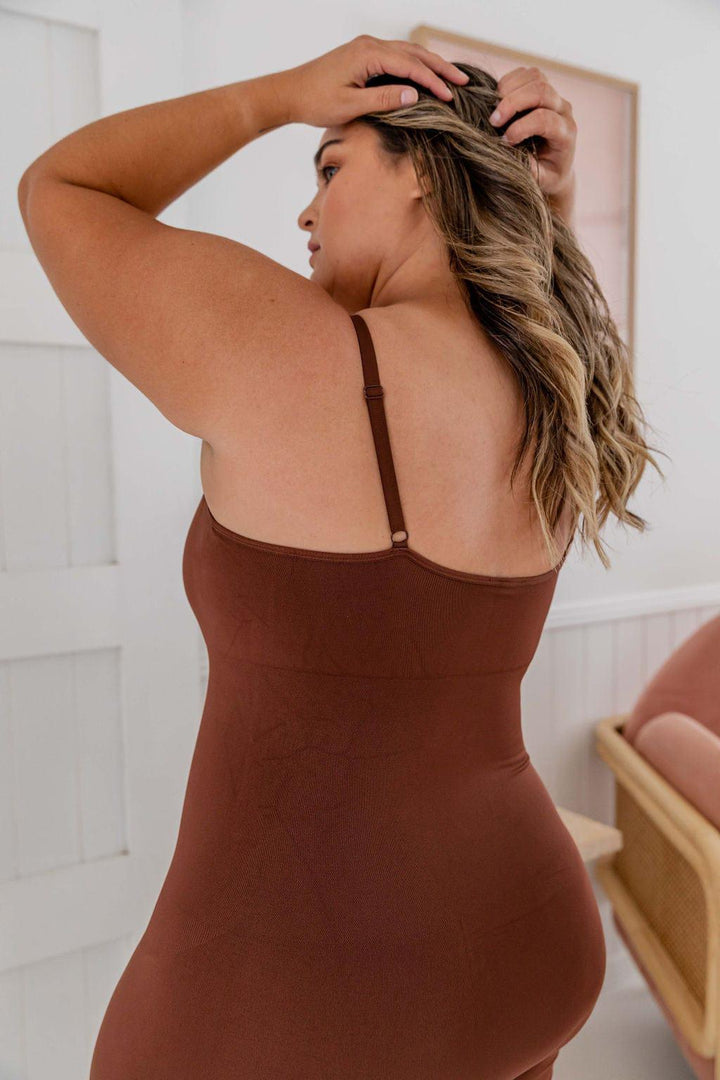 Maxi Shaper Dress Brown - $40.00 - Bodysuit - Naked Curve