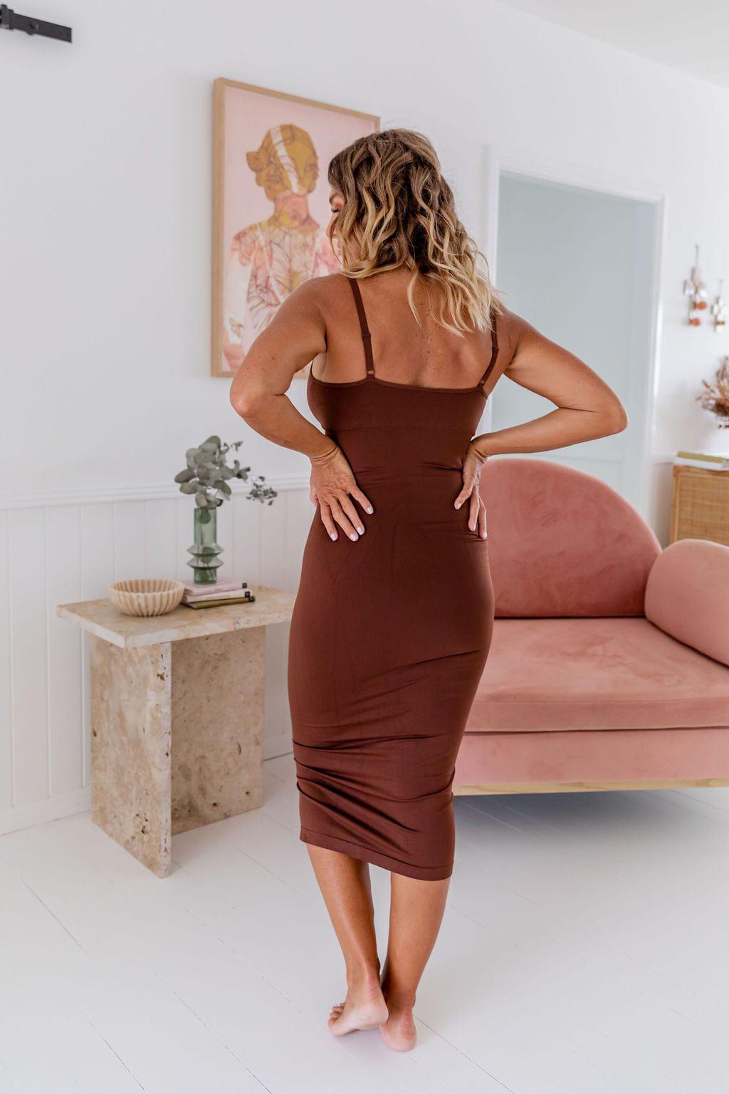 Maxi Shaper Dress Brown - $40.00 - Bodysuit - Naked Curve