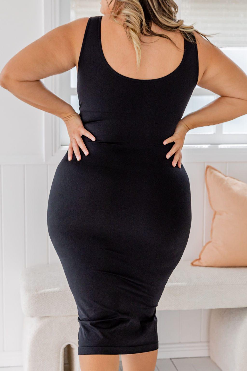 Midi Shaper Dress Black - $89.00 - Bodysuit - Naked Curve