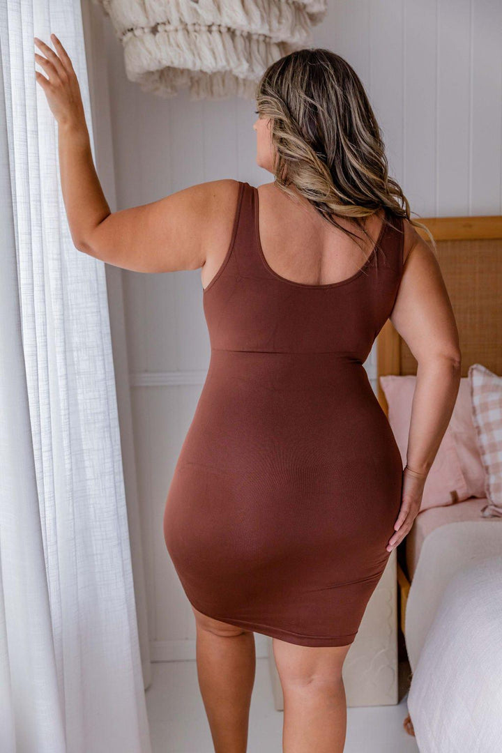 Mini Shaper Dress Brown - $33.00 - Bodysuit - Naked Curve