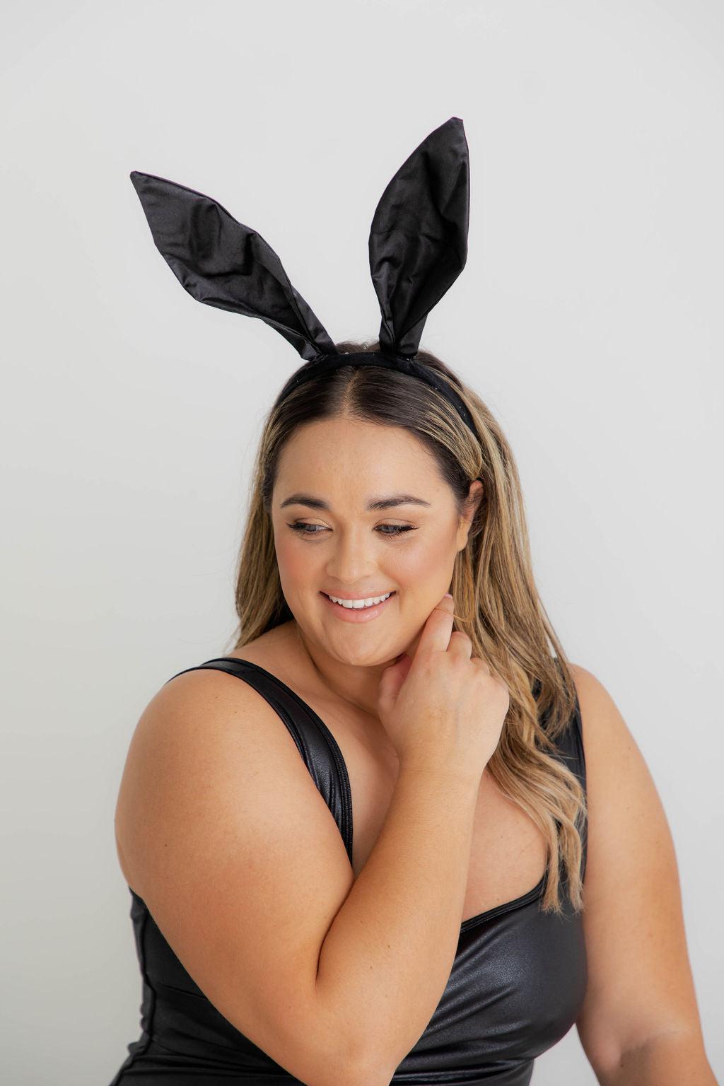 Satin Black Bunny Ears - $22.00 - Accessories - Naked Curve