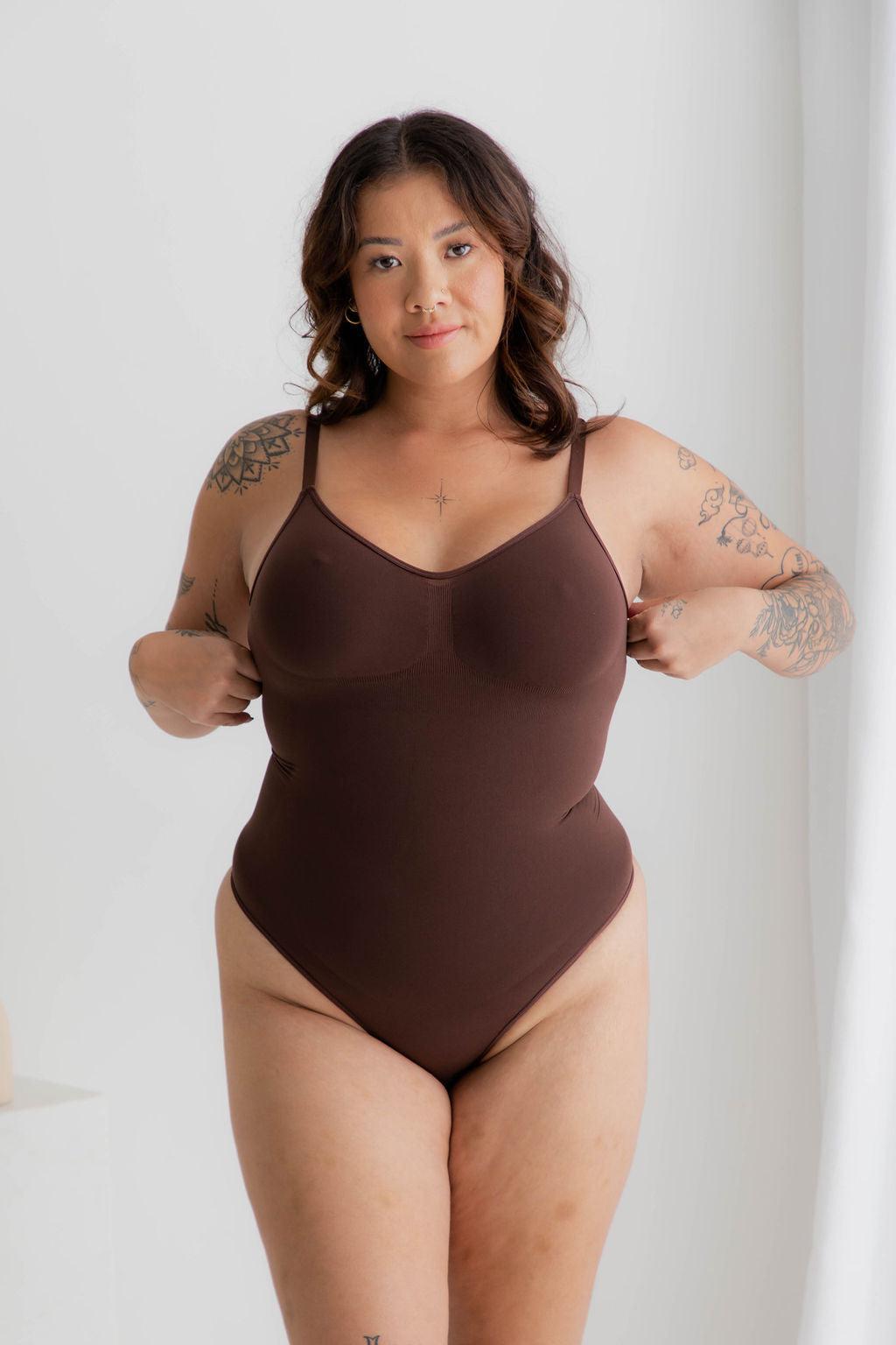 Scoop Back Bodysuit Brown - $26.00 - Bodysuit - Naked Curve