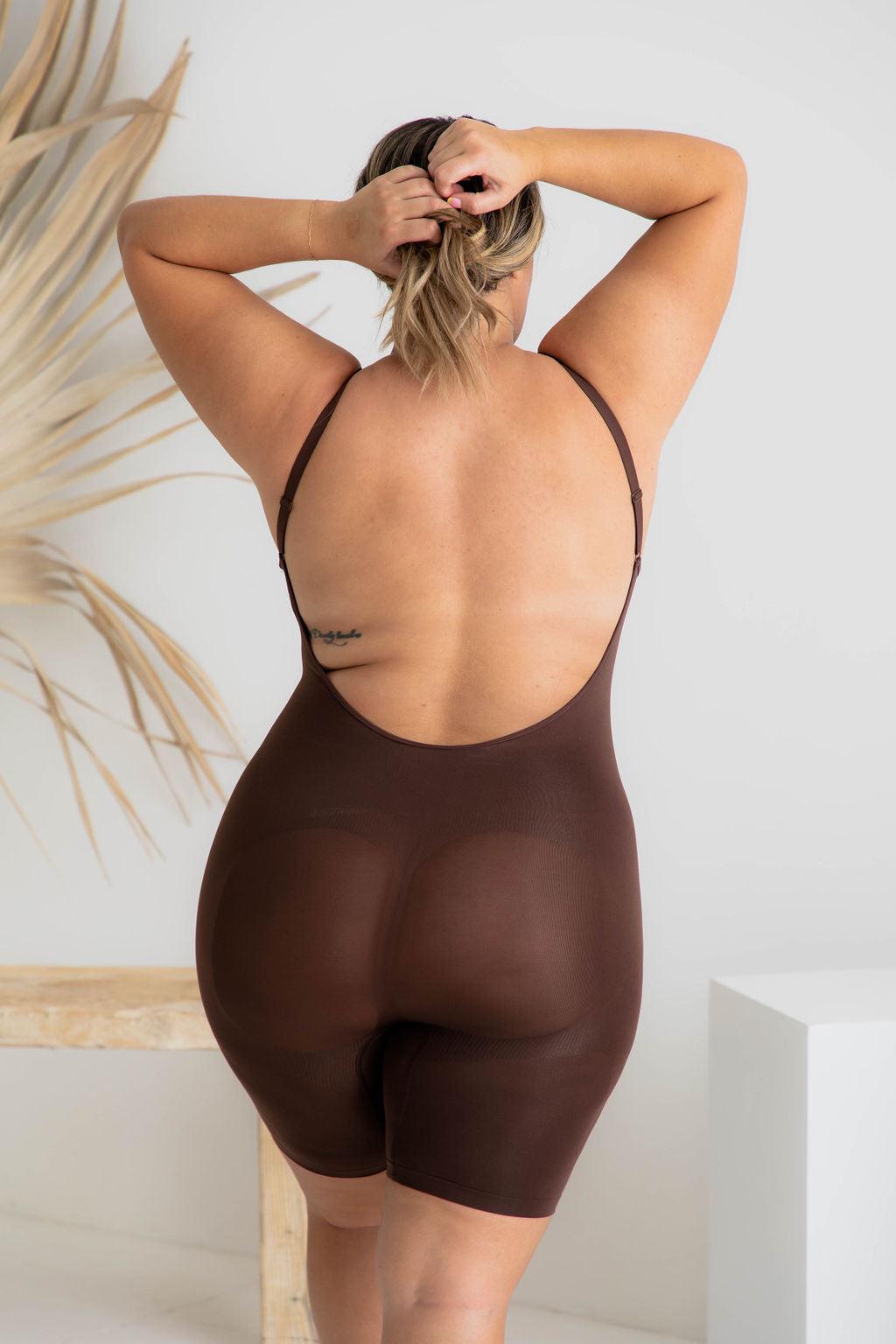 Scoop Back Full Body Shapewear Brown - $33.00 - Shaper - Naked Curve