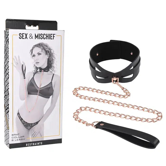 Sex & Mischief Brat Collar & Leash - Rose Gold - $48.00 - - Naked Curve