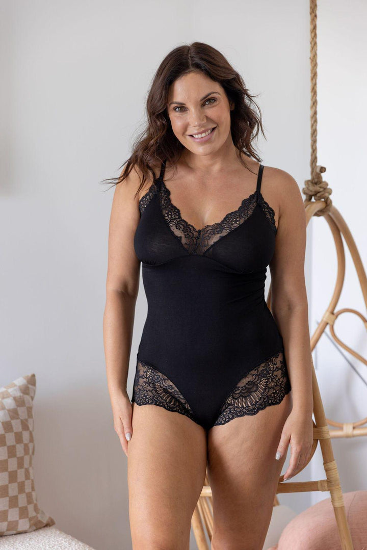 Sloan Bamboo + Lace Teddy - $62.00 - Teddy - Naked Curve