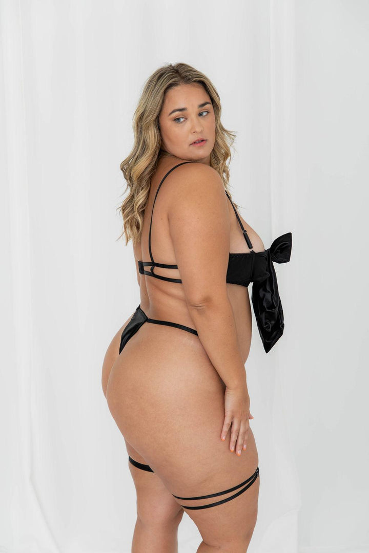 The Gift Bow Lingerie Set Black - $64.00 - Costumes - Naked Curve