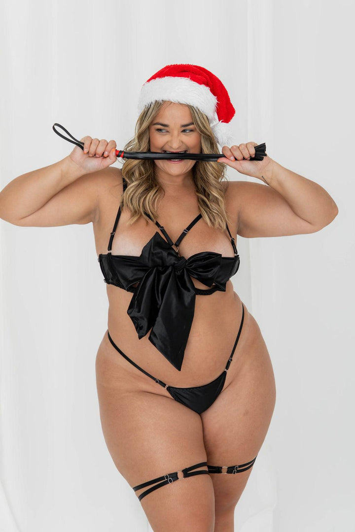 The Gift Bow Lingerie Set Black - $64.00 - Costumes - Naked Curve
